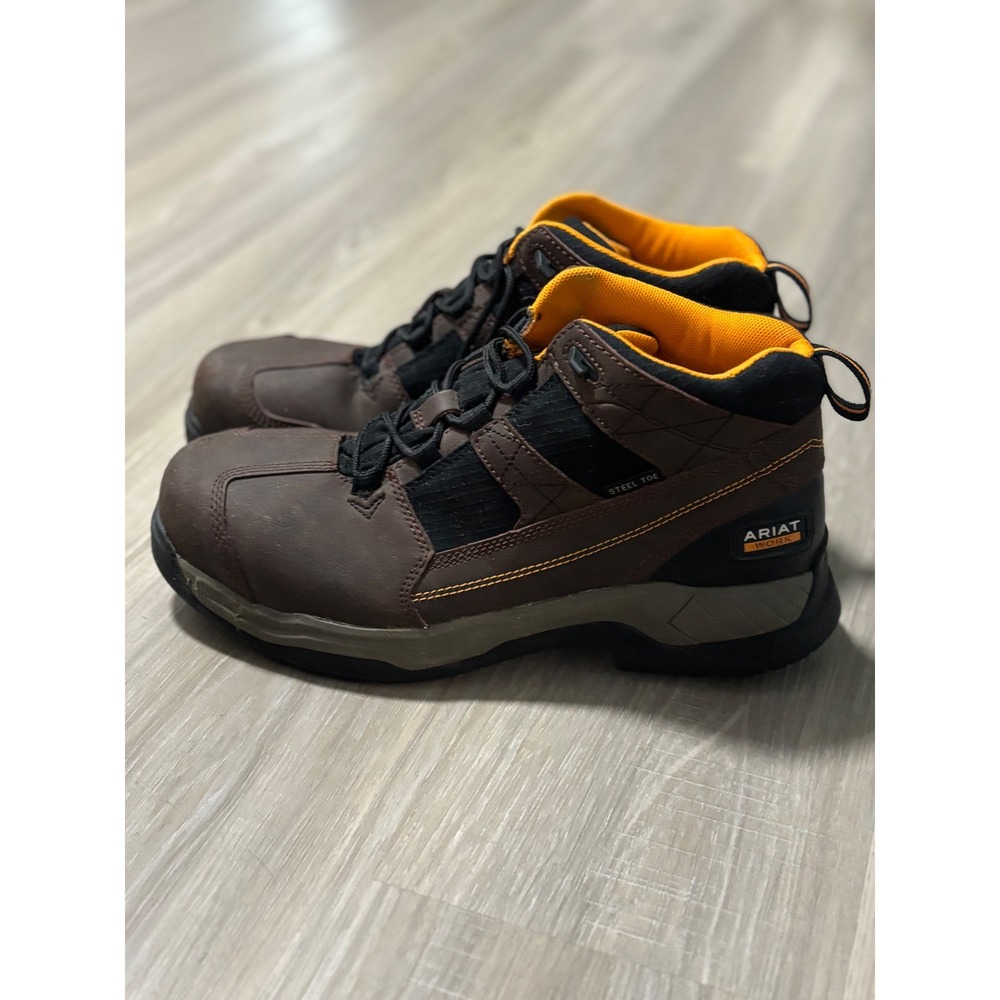 Ariat Mens Steel Toe Work‎ Boots Brown Leather Lace Up Size 12D